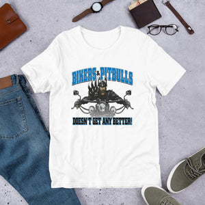 Bikers And Pitbull Unisex T-Shirt - 4 Terriers Only