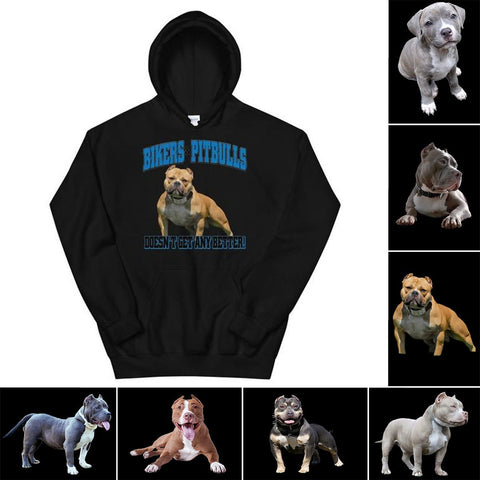Fantastic Biker and Pitbull Unisex Hoodie - 4 Terriers Only