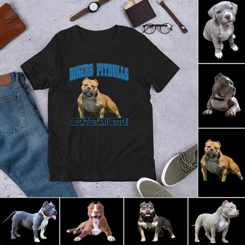 Fantastic Biker and Pitbull Unisex T-Shirt - 4 Terriers Only