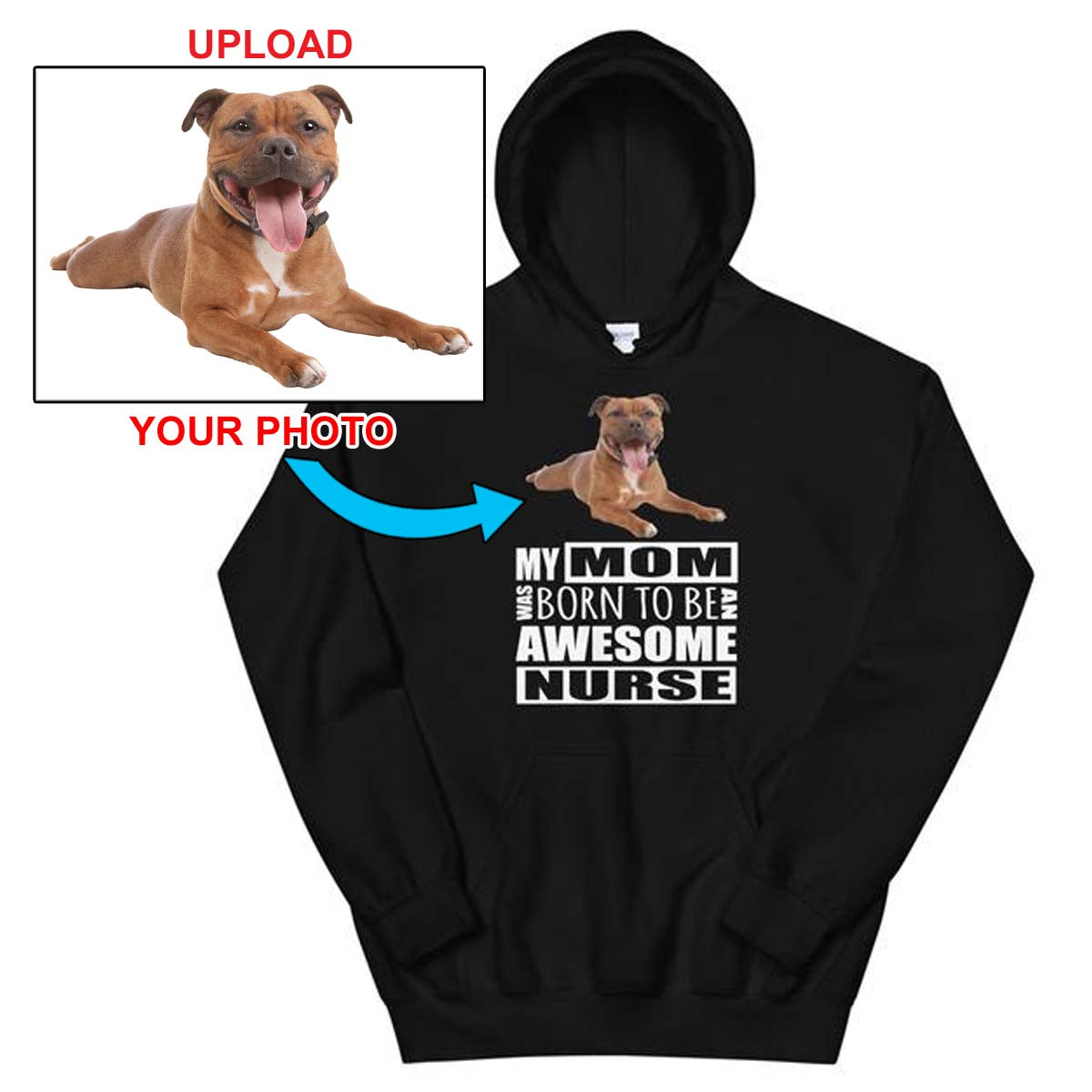 Staffie, My Mom Was Born To Be An Awesome Nurse,,,  Customized Hoodie