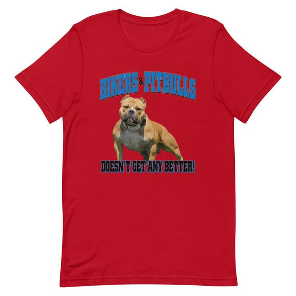 Biker and Pitbull Unisex T Shirt,Featuring Your Own Dog! - 4 Terriers Only