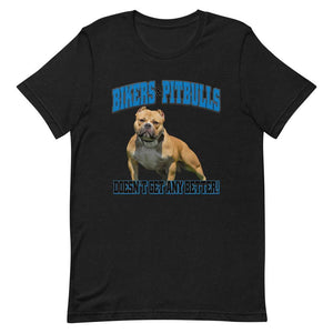 Biker and Pitbull Unisex T Shirt,Featuring Your Own Dog! - 4 Terriers Only