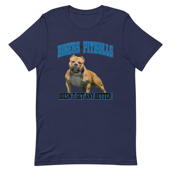 Biker and Pitbull Unisex T Shirt,Featuring Your Own Dog! - 4 Terriers Only