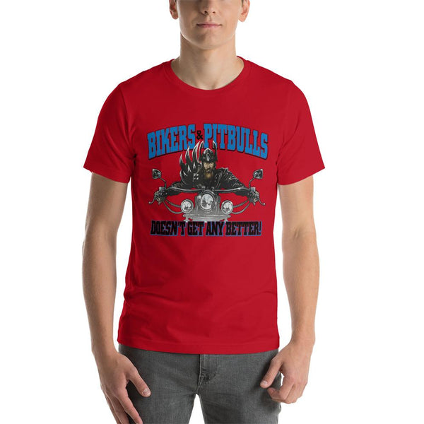 Bikers And Pitbull Unisex T-Shirt - 4 Terriers Only