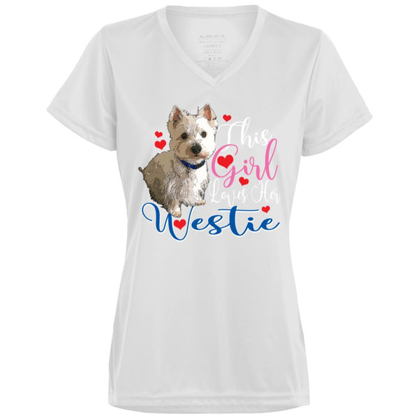 Westie Augusta Ladies' Wicking T-Shirt - 4 Terriers Only