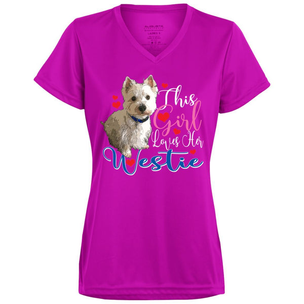 Westie Augusta Ladies' Wicking T-Shirt - 4 Terriers Only